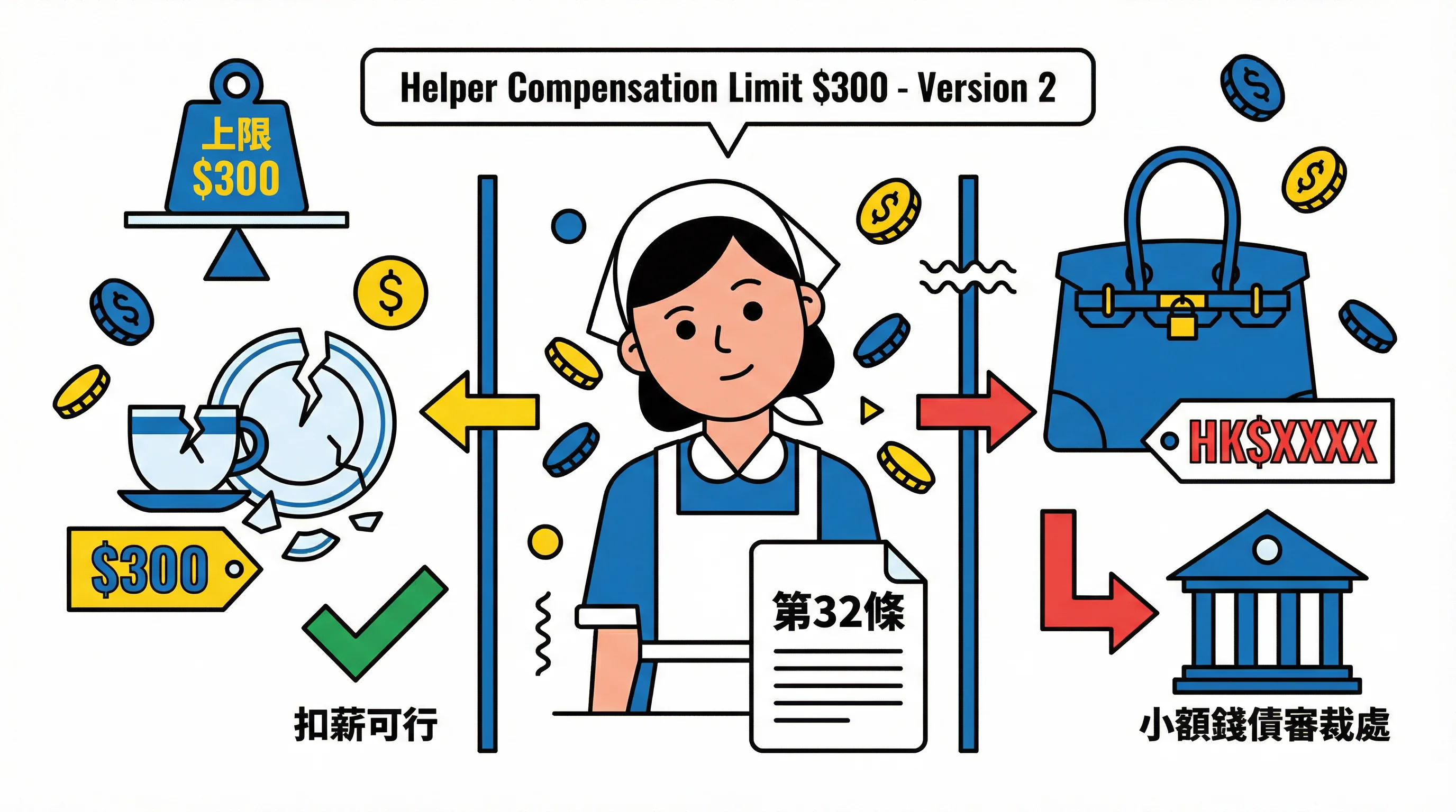 外傭賠錢上限得$300？整爛嘢扣薪法例與追討攻略