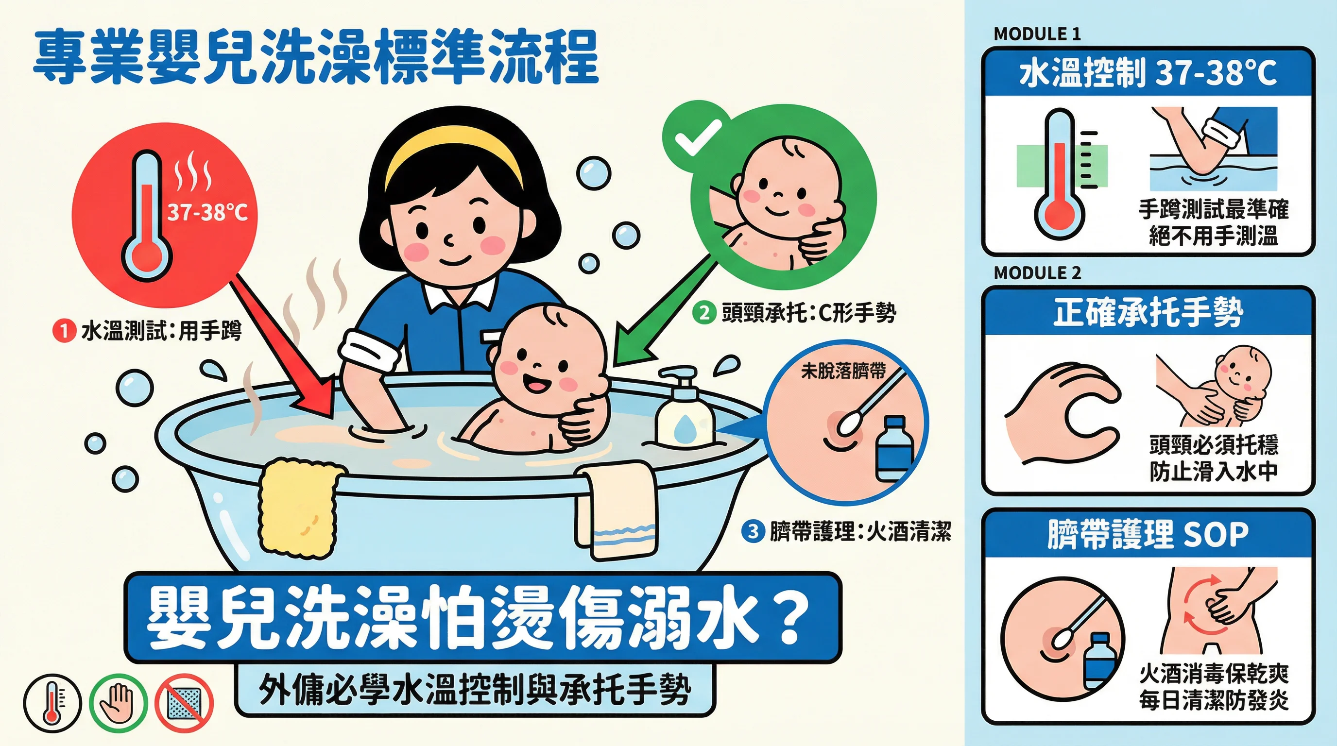 嬰兒洗澡怕燙傷溺水?外傭必學水溫控制、承托手勢與臍帶護理 SOP