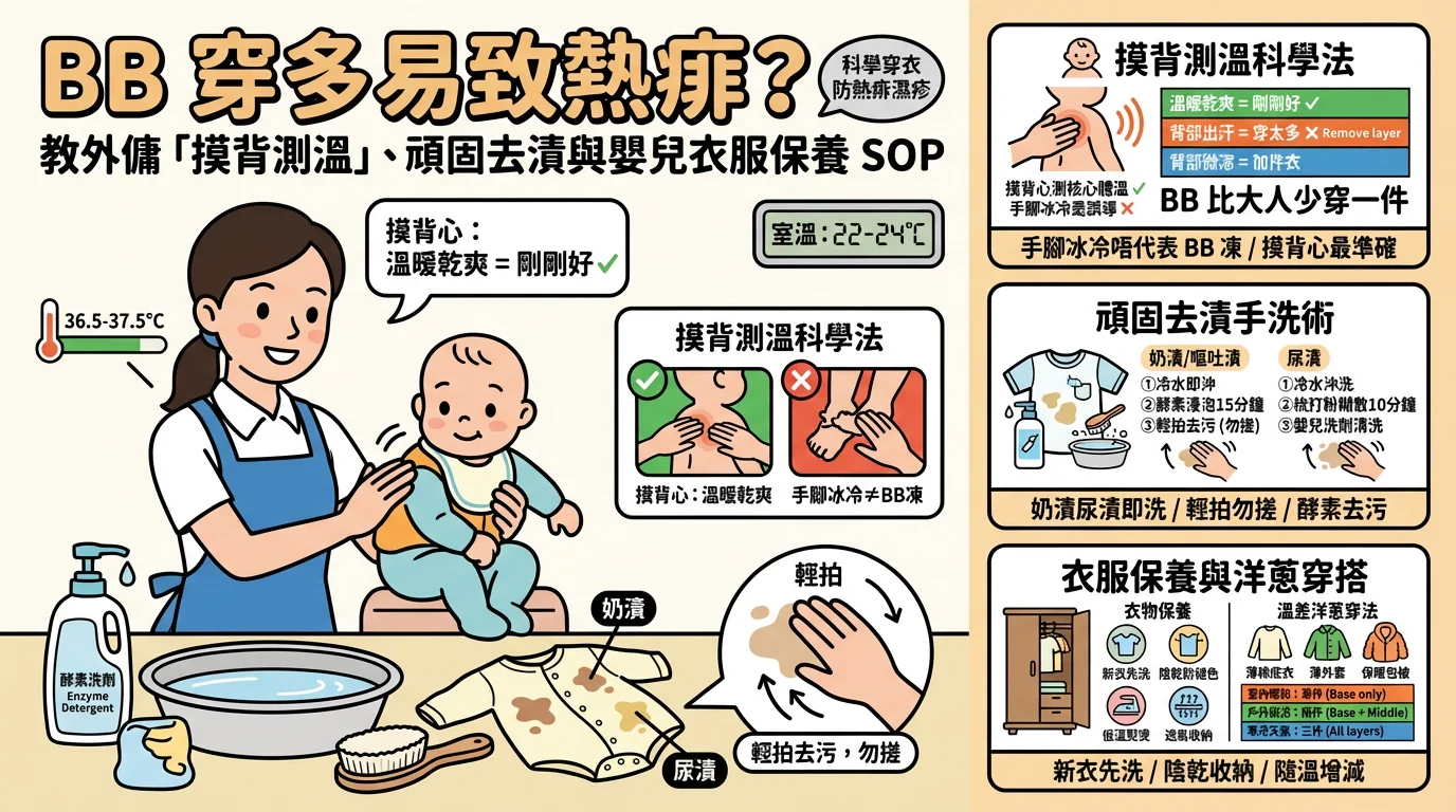 BB 穿多易致熱痱?教外傭「摸背測溫」、頑固去漬與嬰兒衣服保養 SOP