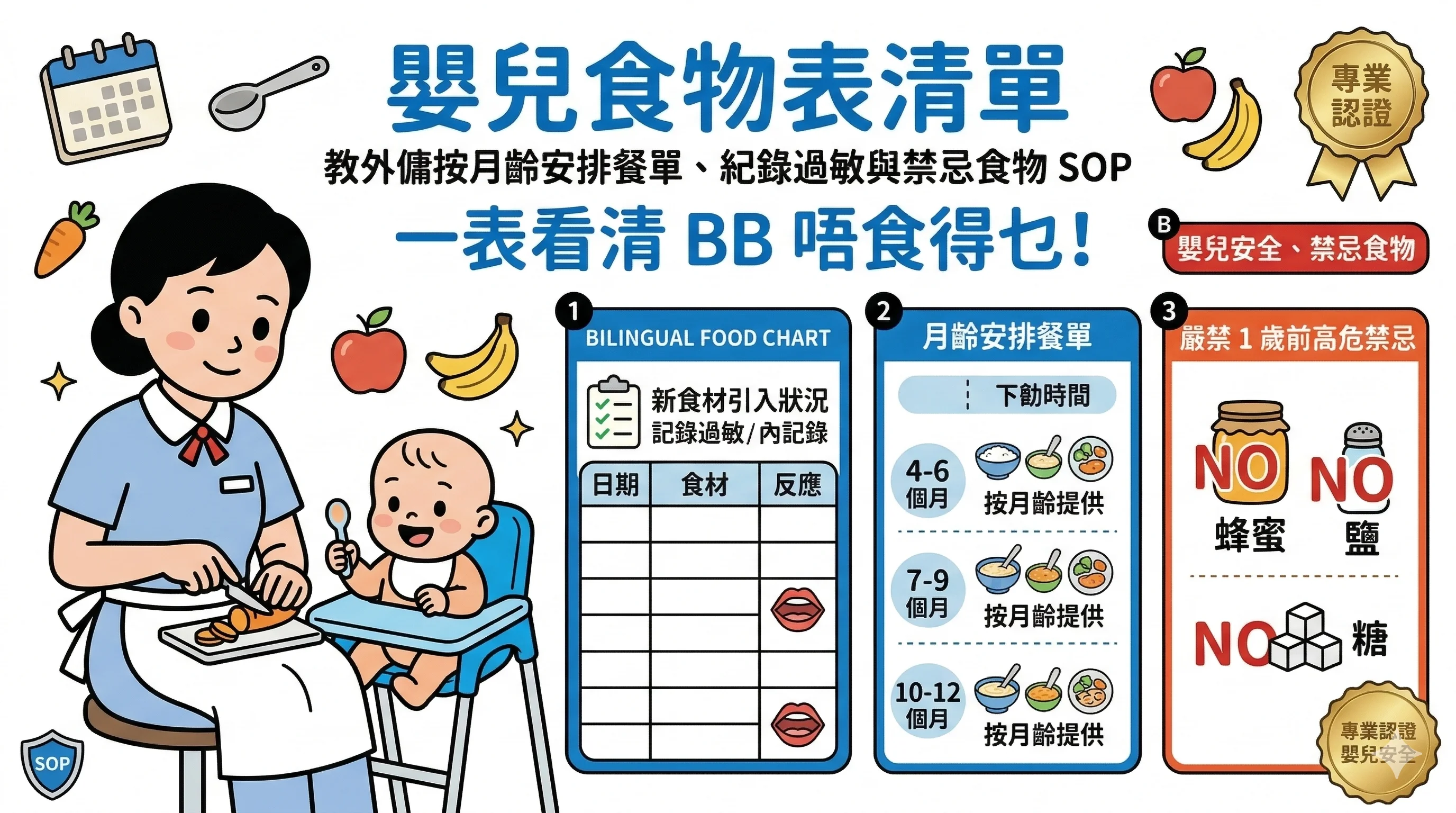 嬰兒食物表清單:教外傭按月齡安排餐單、紀錄過敏與禁忌食物 SOP