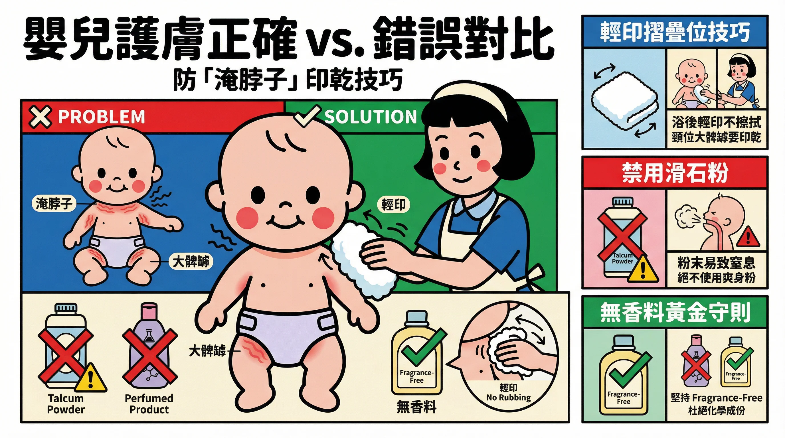 嬰兒護膚做錯易紅疹?教外傭防「淹脖子」印乾技巧與無香料選購法則