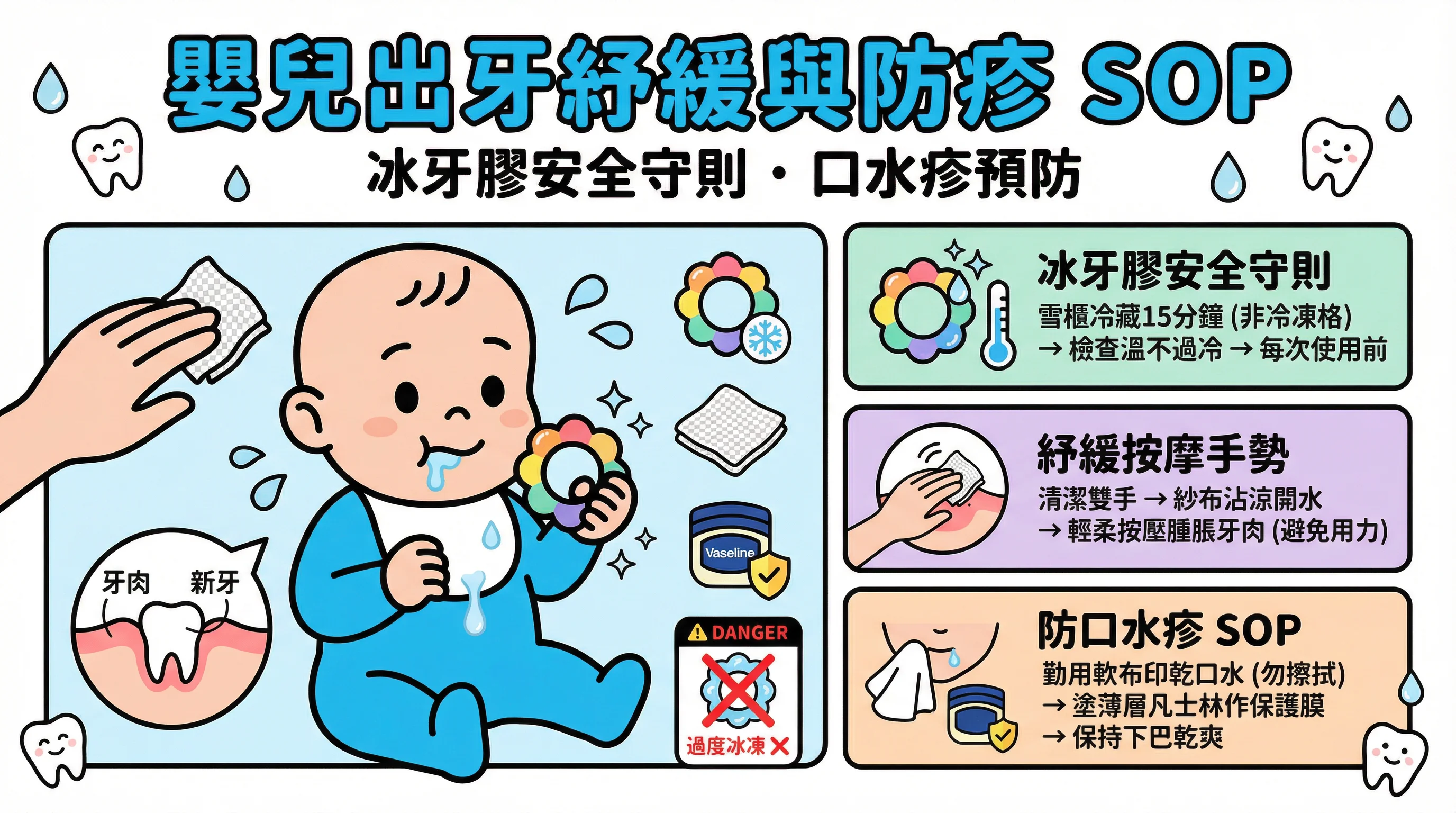 嬰兒出牙煩躁猛流口水？教外傭冰牙膠安全守則、紓緩按摩與防口水疹 SOP