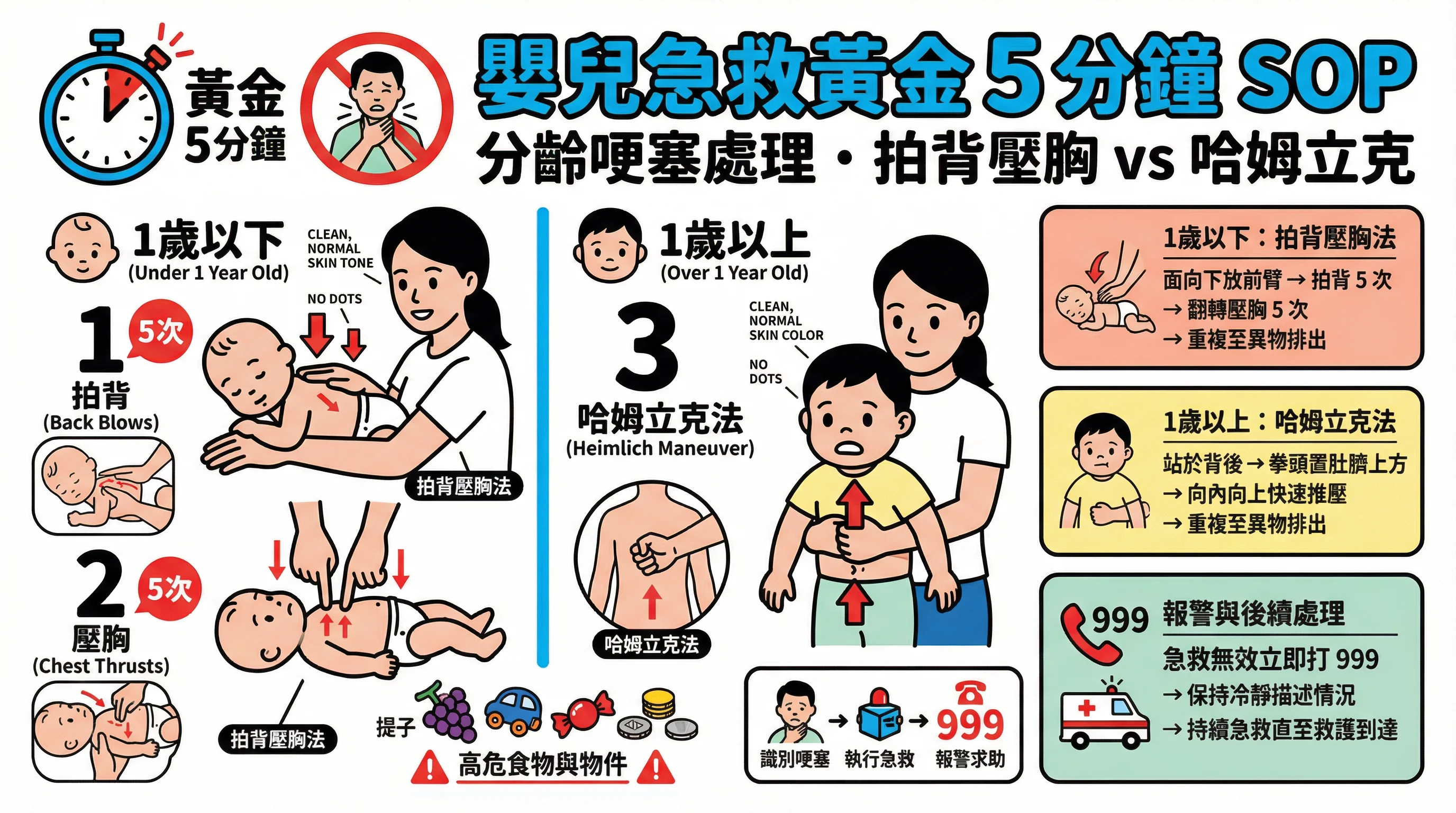 嬰兒急救黃金 5 分鐘:教外傭分齡處理哽塞(拍背壓胸法 vs 哈姆立克法)