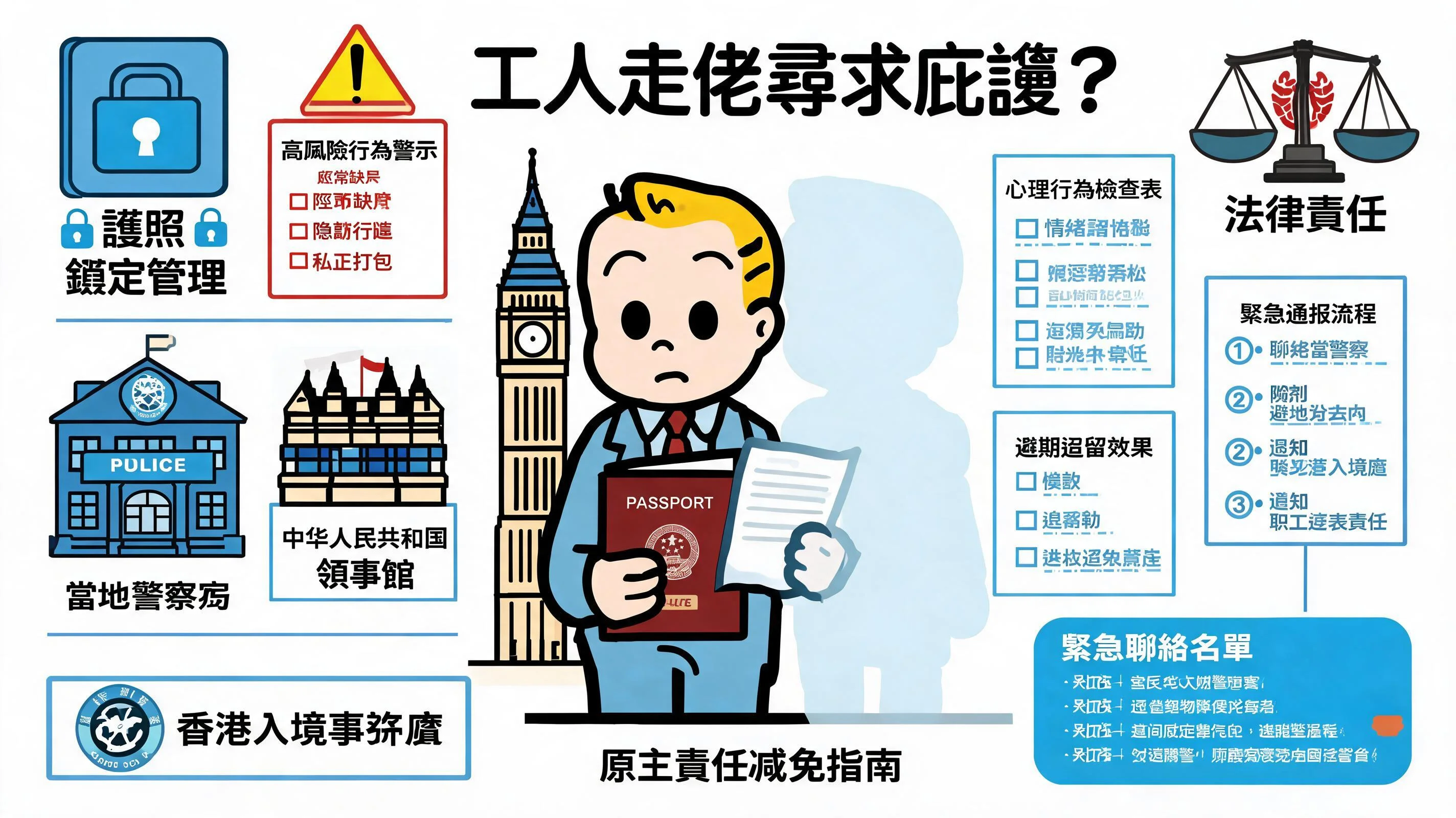 工人走佬尋求庇護?預防歐美跳船風險、護照管理與緊急通報 SOP