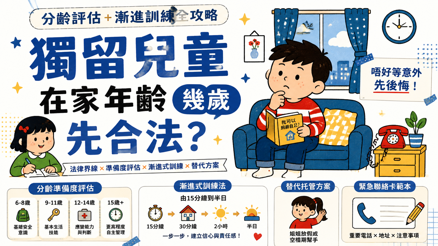 家長陪小朋友檢視獨留在家準備度評估清單