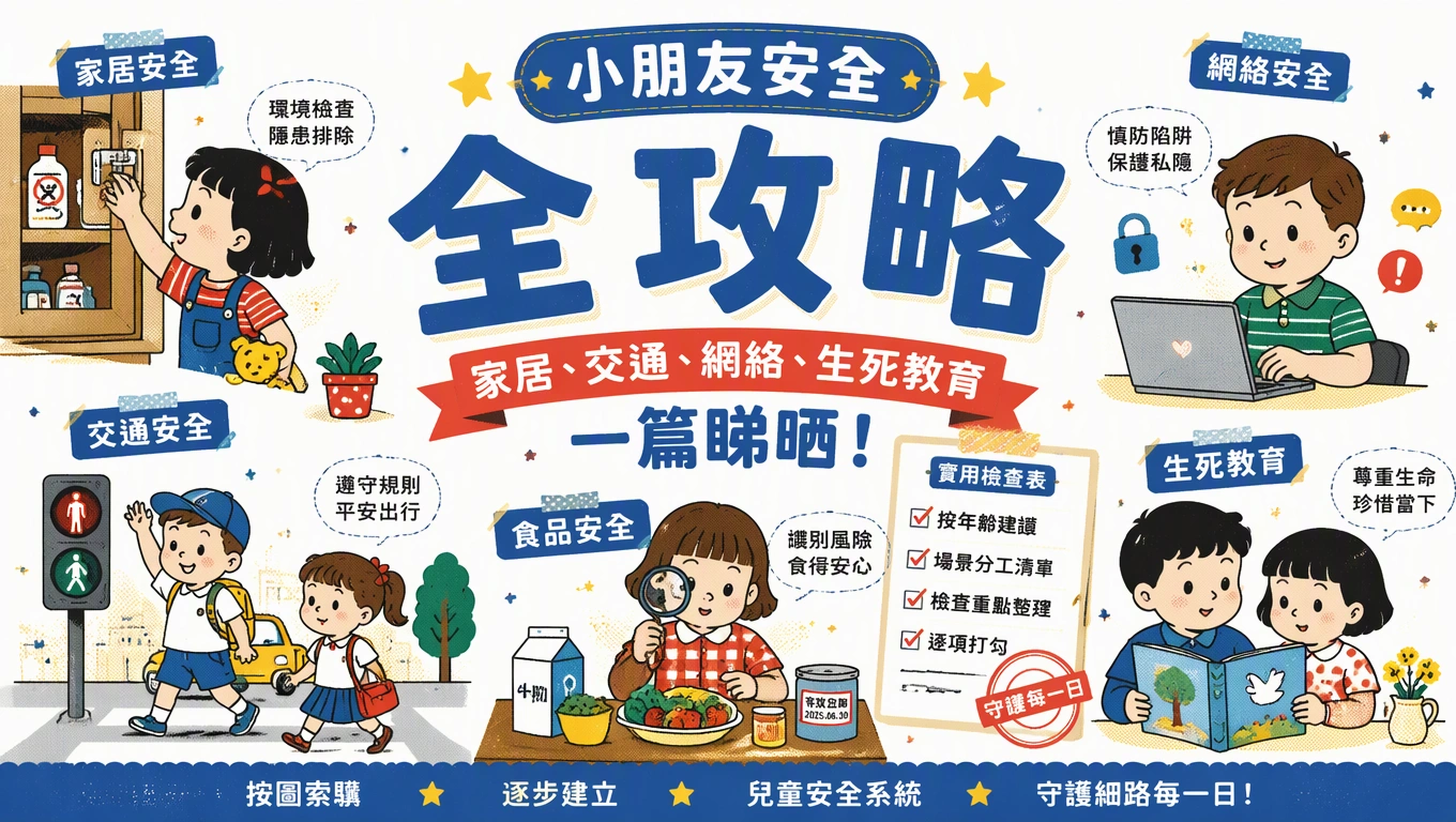 姐姐拖住小朋友喺過路處停低，一齊望住交通燈等過馬路