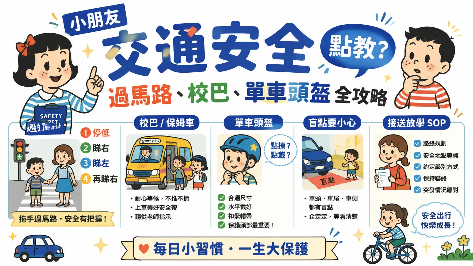 小朋友交通安全點教?過馬路、校巴、單車頭盔全攻略