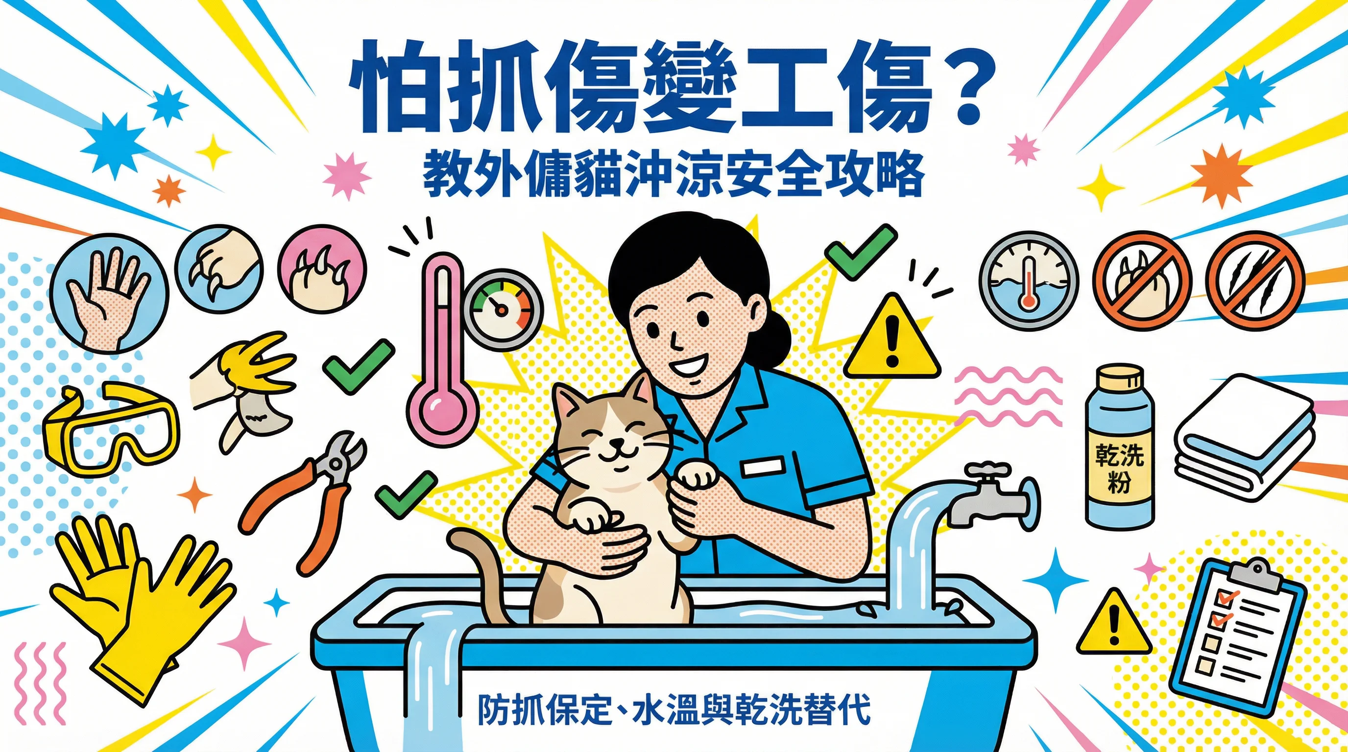 怕抓傷變工傷?教外傭貓沖涼安全攻略:防抓保定、水溫與乾洗替代