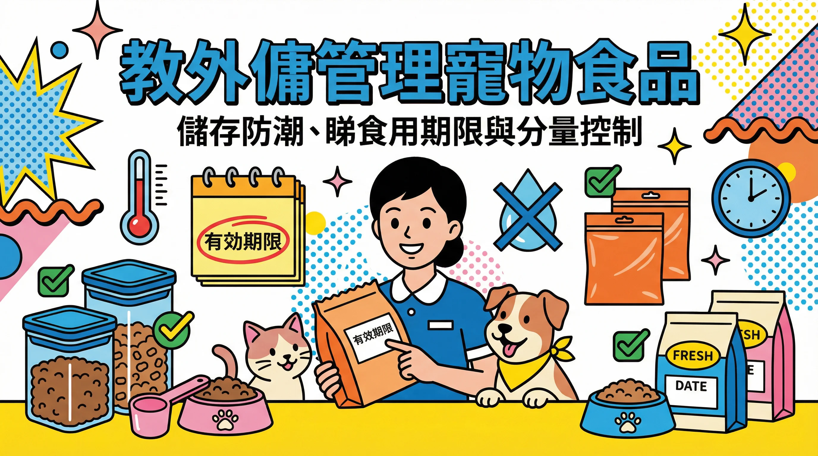 教外傭管理寵物食品:儲存防潮、睇食用期限與分量控制