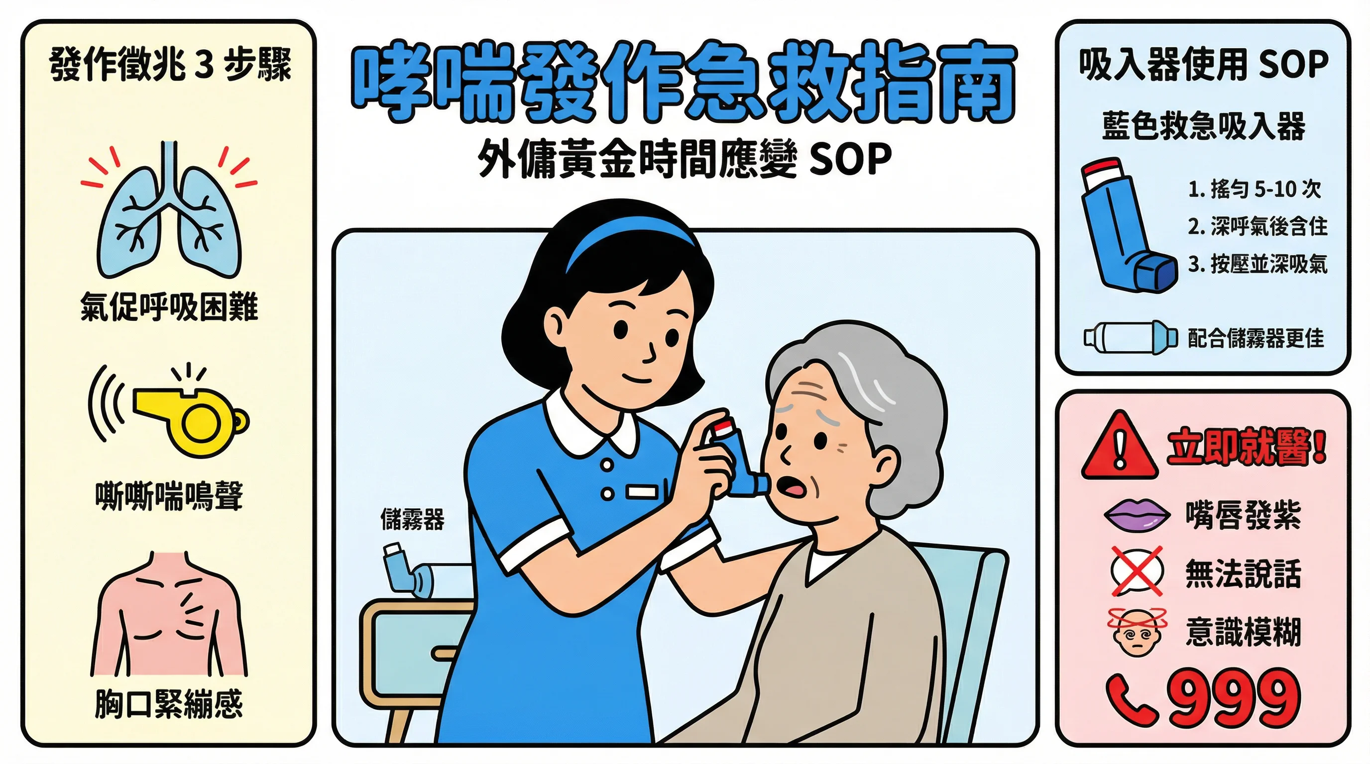 哮喘發作急救指南:外傭必學 3 步驟判斷缺氧與吸入器 (Inhaler) 正確用法
