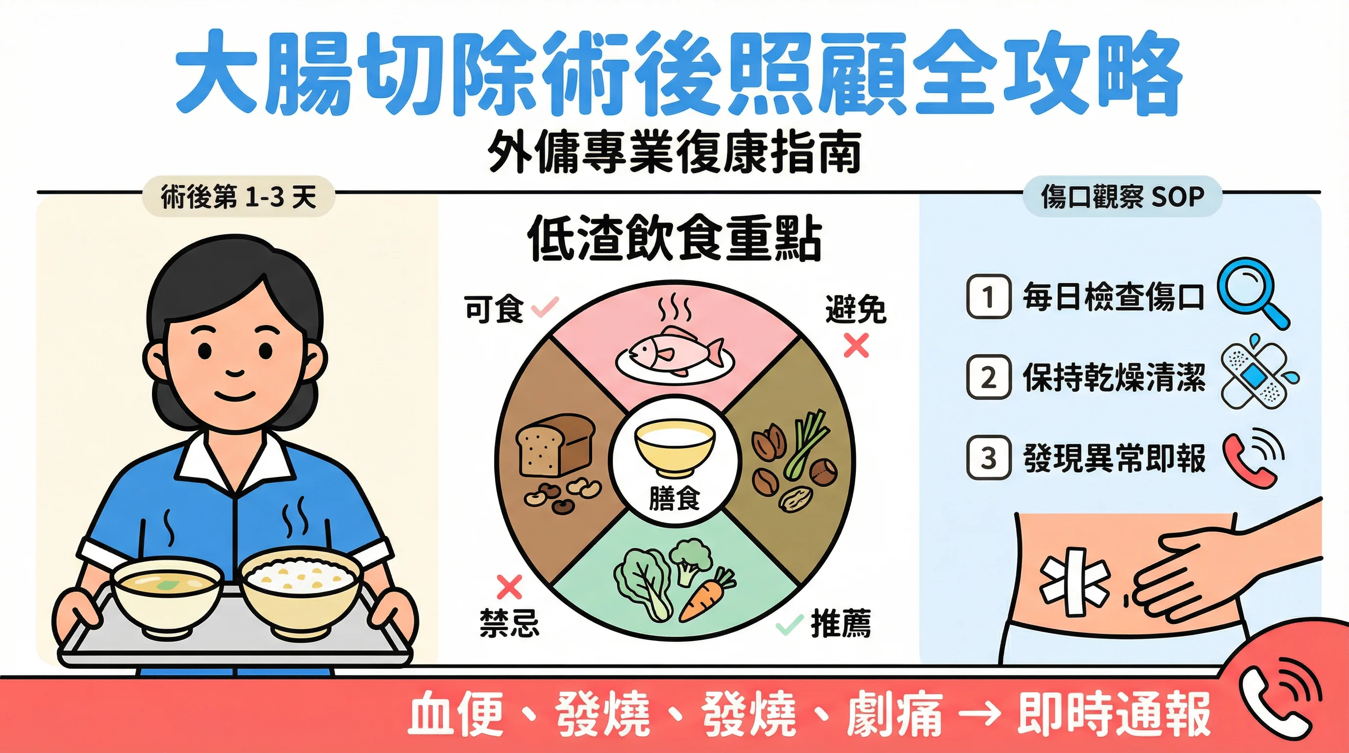 大腸切除術後照顧全攻略:外傭必學低渣飲食餐單與 3 大傷口護理要點
