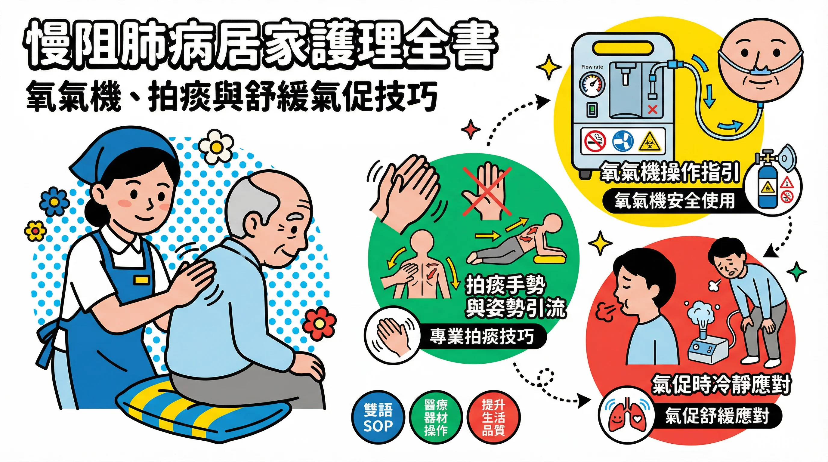 慢阻肺病居家護理:教外傭正確使用氧氣機、拍痰與舒緩氣促技巧