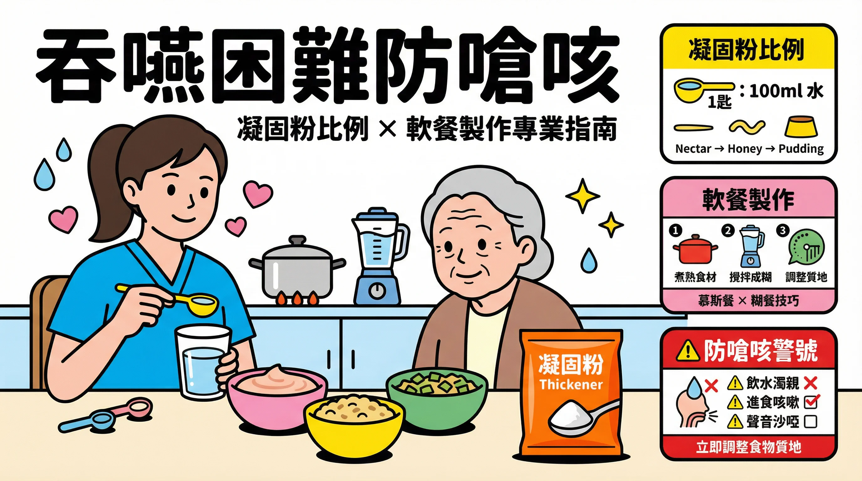 吞嚥困難長者易嗆咳？教外傭使用凝固粉比例與軟餐製作（防肺炎必讀）